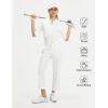 imagebaleaf Womens Half Sleeve Golf Shirts Elbow Length Sleeve Quarter Zip Polo Tops V Neck UPF 50 Sun Protection WorkoutStar White