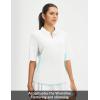 imagebaleaf Womens Half Sleeve Golf Shirts Elbow Length Sleeve Quarter Zip Polo Tops V Neck UPF 50 Sun Protection WorkoutStar White