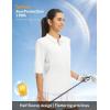 imagebaleaf Womens Half Sleeve Golf Shirts Elbow Length Sleeve Quarter Zip Polo Tops V Neck UPF 50 Sun Protection WorkoutStar White