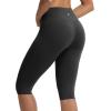imagebaleaf Womens Knee Length Capri Leggings High Waisted with Pocket 14 Yoga Stretch Casual Summer Workout ExerciseBlack