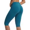 imagebaleaf Womens Knee Length Capri Leggings High Waisted with Pocket 14 Yoga Stretch Casual Summer Workout ExerciseBlue