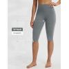 imagebaleaf Womens Knee Length Capri Leggings High Waisted with Pocket 14 Yoga Stretch Casual Summer Workout ExerciseDark Gray