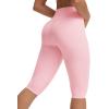 imagebaleaf Womens Knee Length Capri Leggings High Waisted with Pocket 14 Yoga Stretch Casual Summer Workout ExerciseLight Pink