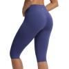 imagebaleaf Womens Knee Length Capri Leggings High Waisted with Pocket 14 Yoga Stretch Casual Summer Workout ExerciseNavy Blue