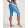 imagebaleaf Womens Knee Length Capri Leggings with 3 Pockets Yoga Capri Pants High Waisted Summer Casual WokroutBlue