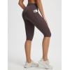 imagebaleaf Womens Knee Length Capri Leggings with 3 Pockets Yoga Capri Pants High Waisted Summer Casual WokroutDark Brown