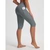 imagebaleaf Womens Knee Length Capri Leggings with 3 Pockets Yoga Capri Pants High Waisted Summer Casual WokroutDark Gray