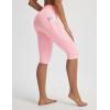 imagebaleaf Womens Knee Length Capri Leggings with 3 Pockets Yoga Capri Pants High Waisted Summer Casual WokroutLight Pink