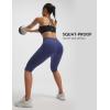 imagebaleaf Womens Knee Length Capri Leggings with 3 Pockets Yoga Capri Pants High Waisted Summer Casual WokroutNavy Blue