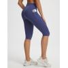 imagebaleaf Womens Knee Length Capri Leggings with 3 Pockets Yoga Capri Pants High Waisted Summer Casual WokroutNavy Blue