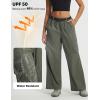 imagebaleaf Womens Parachute Pants Lightweight Cargo Pant Quick Dry Water Resistant Baggy Wide Leg with 4 Pockets HikingArmy Green