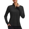 imagebaleaf Womens Quarter Zip Workout Shirts Long Sleeve Sun Protection Athletic Quick Dry UPF 50 Running Tops Pockets CyclingBlack