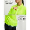 imagebaleaf Womens Quarter Zip Workout Shirts Long Sleeve Sun Protection Athletic Quick Dry UPF 50 Running Tops Pockets CyclingFluorescent Green