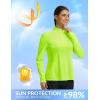 imagebaleaf Womens Quarter Zip Workout Shirts Long Sleeve Sun Protection Athletic Quick Dry UPF 50 Running Tops Pockets CyclingFluorescent Green