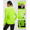 imagebaleaf Womens Quarter Zip Workout Shirts Long Sleeve Sun Protection Athletic Quick Dry UPF 50 Running Tops Pockets CyclingFluorescent Green