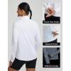 imagebaleaf Womens Quarter Zip Workout Shirts Long Sleeve Sun Protection Athletic Quick Dry UPF 50 Running Tops Pockets CyclingWhite
