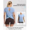 imagebaleaf Womens Short Sleeve Athletic Shirts Open Back Workout Tops Quick Dry Loose Fit Gym Running Yoga TShirts UPF 50Light Blue