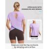 imagebaleaf Womens Short Sleeve Athletic Shirts Open Back Workout Tops Quick Dry Loose Fit Gym Running Yoga TShirts UPF 50Light Purple