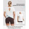 imagebaleaf Womens Short Sleeve Athletic Shirts Open Back Workout Tops Quick Dry Loose Fit Gym Running Yoga TShirts UPF 50White