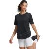 imagebaleaf Womens Short Sleeve Sun Protection Shirts Moisture Wicking Quick Dry Workout Top for Hiking Running UPF 50Black