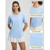 imagebaleaf Womens Short Sleeve Sun Protection Shirts Moisture Wicking Quick Dry Workout Top for Hiking Running UPF 50Light Blue