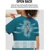 imagebaleaf Womens Short Sleeve Workout Shirts UPF 50 Open Back Tops Sun Protection Athletic Yoga TShirtsBlue
