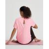 imagebaleaf Womens Short Sleeve Workout Shirts UPF 50 Open Back Tops Sun Protection Athletic Yoga TShirtsLight Pink