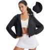 imagebaleaf Womens Sun Jackets Lightweight Packable Long Sleeve Hoodie Zip Up UPF 50 Crop Shirts Water Resistant Tops WorkoutBlack