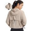 imagebaleaf Womens Sun Jackets Lightweight Packable Long Sleeve Hoodie Zip Up UPF 50 Crop Shirts Water Resistant Tops WorkoutKhaki
