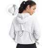 imagebaleaf Womens Sun Jackets Lightweight Packable Long Sleeve Hoodie Zip Up UPF 50 Crop Shirts Water Resistant Tops WorkoutWhite