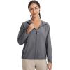 imagebaleaf Womens Sun Shirts Long Sleeve Jackets Mosquito Hiking Lightweight Running UPF 50 Hoodie UV with 2 Pockets ShirtDark Gray