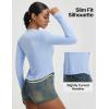 imagebaleaf Womens UPF 50 Long Sleeve Sun Shirts Crop Rash Guard UV Workout Tops SPF Slim Fit Lightweight Athletic HikingLight Blue