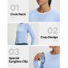 imagebaleaf Womens UPF 50 Long Sleeve Sun Shirts Crop Rash Guard UV Workout Tops SPF Slim Fit Lightweight Athletic HikingLight Blue