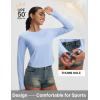 imagebaleaf Womens UPF 50 Long Sleeve Sun Shirts Crop Rash Guard UV Workout Tops SPF Slim Fit Lightweight Athletic HikingLight Blue