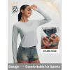 imagebaleaf Womens UPF 50 Long Sleeve Sun Shirts Crop Rash Guard UV Workout Tops SPF Slim Fit Lightweight Athletic HikingLight Gray
