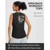 imagebaleaf Womens Workout Tank Tops Open Back Yoga Top High Neck Sleeveless Shirts Running Loose Fit Athletic GymBlack
