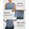 imagebaleaf Womens Workout Tank Tops Open Back Yoga Top High Neck Sleeveless Shirts Running Loose Fit Athletic GymHeather Blue