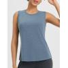 imagebaleaf Womens Workout Tank Tops Open Back Yoga Top High Neck Sleeveless Shirts Running Loose Fit Athletic GymHeather Blue