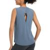 imagebaleaf Womens Workout Tank Tops Open Back Yoga Top High Neck Sleeveless Shirts Running Loose Fit Athletic GymHeather Blue