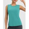 imagebaleaf Womens Workout Tank Tops Open Back Yoga Top High Neck Sleeveless Shirts Running Loose Fit Athletic GymHeather Green