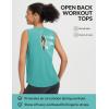 imagebaleaf Womens Workout Tank Tops Open Back Yoga Top High Neck Sleeveless Shirts Running Loose Fit Athletic GymHeather Green