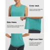 imagebaleaf Womens Workout Tank Tops Open Back Yoga Top High Neck Sleeveless Shirts Running Loose Fit Athletic GymHeather Green