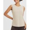 imagebaleaf Womens Workout Tank Tops Open Back Yoga Top High Neck Sleeveless Shirts Running Loose Fit Athletic GymHeather Khaki