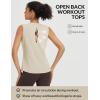 imagebaleaf Womens Workout Tank Tops Open Back Yoga Top High Neck Sleeveless Shirts Running Loose Fit Athletic GymHeather Khaki