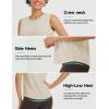 imagebaleaf Womens Workout Tank Tops Open Back Yoga Top High Neck Sleeveless Shirts Running Loose Fit Athletic GymHeather Khaki