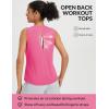 imagebaleaf Womens Workout Tank Tops Open Back Yoga Top High Neck Sleeveless Shirts Running Loose Fit Athletic GymPink