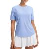 imagebaleaf Womens Workout Tops Short Sleeve Mesh Back Quick Dry Breathable UPF 50 Athletic Shirts for Running Gym Hiking TeeLight Blue