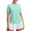 imagebaleaf Womens Workout Tops Short Sleeve Mesh Back Quick Dry Breathable UPF 50 Athletic Shirts for Running Gym Hiking TeeLight Green