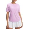 imagebaleaf Womens Workout Tops Short Sleeve Mesh Back Quick Dry Breathable UPF 50 Athletic Shirts for Running Gym Hiking TeeLight Purple
