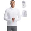 imagebaleaf Mens Sun Hoodie Long Sleeve Fishing Shirts UPF 50 Lightweight SPF UV Hiking Rash Guard with Detachable Hood MaskWhite